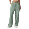 thumbnail image 3 of Women's Zip Front Palazzo Pants with Cargo Pockets High Waist Comfortable Wide Leg Trousers in Soft Cotton, 3 of 8