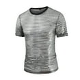 thumbnail image 2 of ohmzyzo Men's Metallic T-Shirts Short Sleeve Crewneck Shirts Shiny Party Clubwear Tank Tops 70s Disco Party Nightclub Prom Costumes, 2 of 6