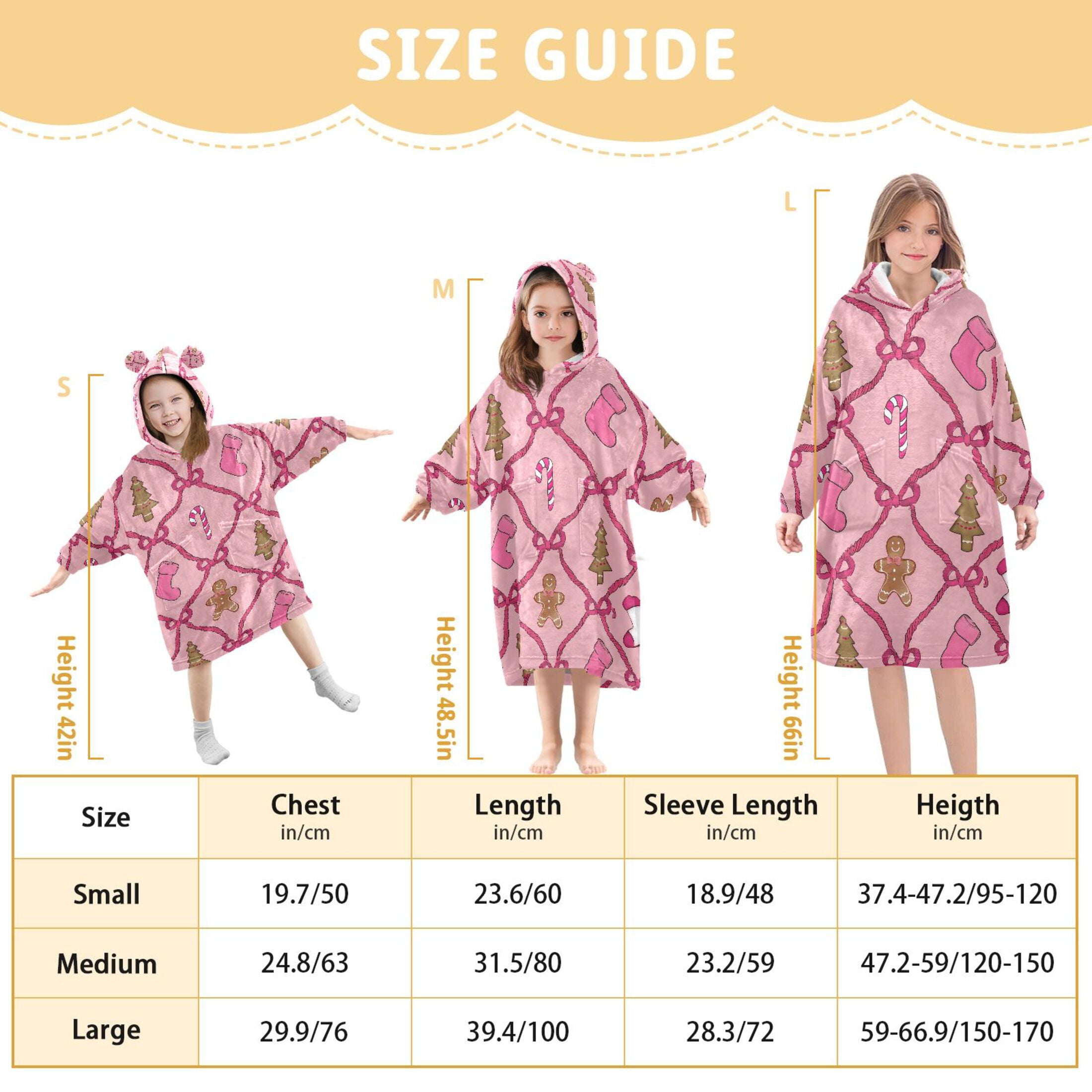joogoo Wearable Blanket Hoodie for Gingerbread Candy Cane Oversized Sherpa Hooded 3-14 YR M