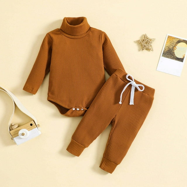 Ensemble Mode Mignon pour Garçons et Filles, Haut à Manches Longues et Col Montant, Pantalon
