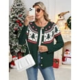 thumbnail image 3 of Cardigan Sweaters for Women Long Sleeve V Neck Ugly Christmas Tree Button Down Fair Isle Sweater Funny Holiday Knitted Sweater Alsol Lamesa, 3 of 6
