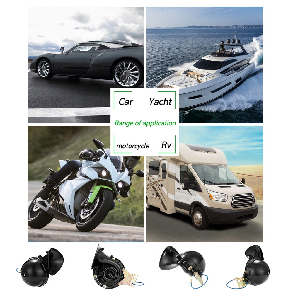 ZHAXGLB Loud 300DB 12V Black Electric Snail Horn ABS and Metal Material Air Raging Sound For Car Motorcycle Truck Boat Accessories horn