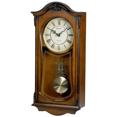 Bulova Cranbrook - Chiming Pendulum Wall Clock - Old World Walnut Finish