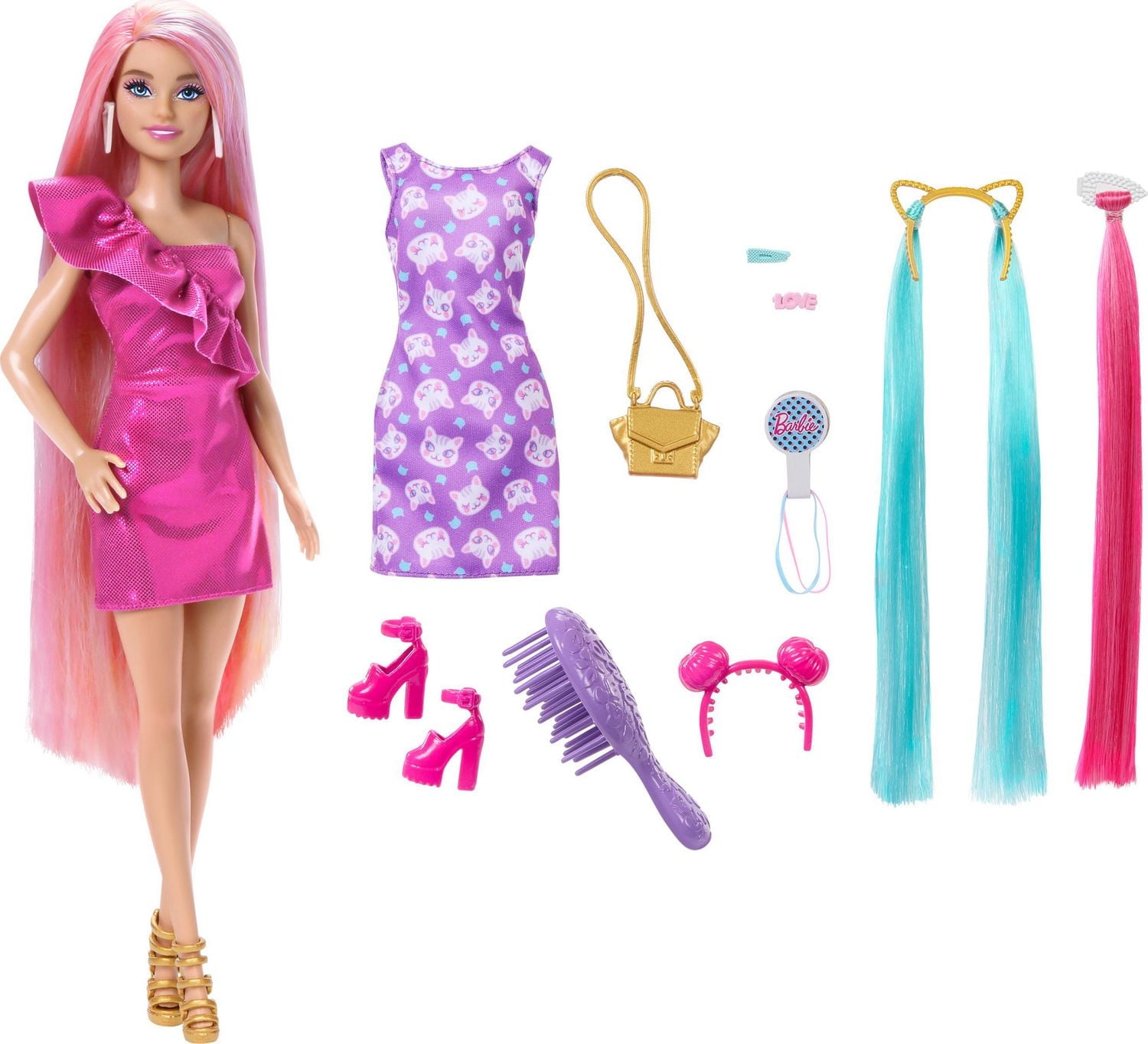 Barbie-Fun & Fancy Hair-Poupée blonde et accessoires de coiffure