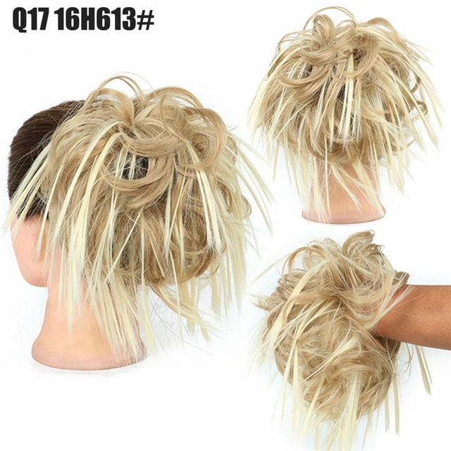Perruques en Dentelle Cheveux Humains Synthétiques Chouchous Bande Élastique Postiche Fibre Naturelle Fausse