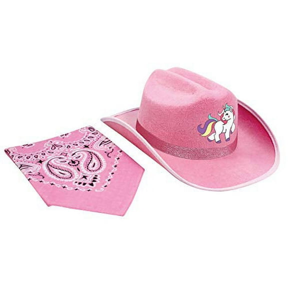 Unicorn Cowboy Hat with Bandanna Pink Sparkle