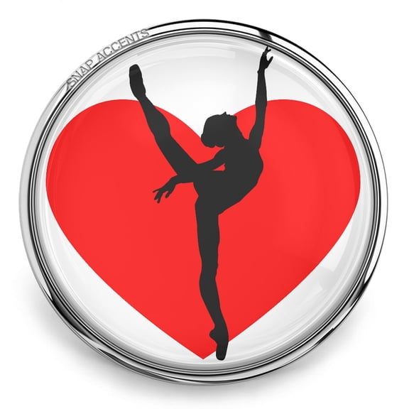 Choose Color | Dancer Heart Snap Jewelry Ginger Charm Button, For Interchangeable DIY Customizable Accessories