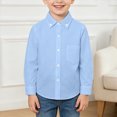 thumbnail image 2 of WXFAZCVU Boys Long Sleeves Button Down Shirt Kids Versatile Formal Clothes School Wear Size 9-10 Years, 2 of 4