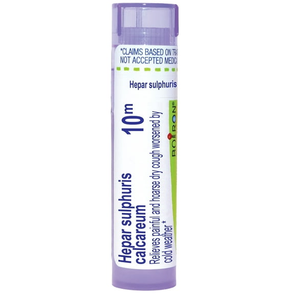 Boiron Hepar Sulphuris Calcareum 10M, Homeopathic Medicine for Painful And Hoarse Dry Cough Worsened By Cold Weather, 80 Pellets