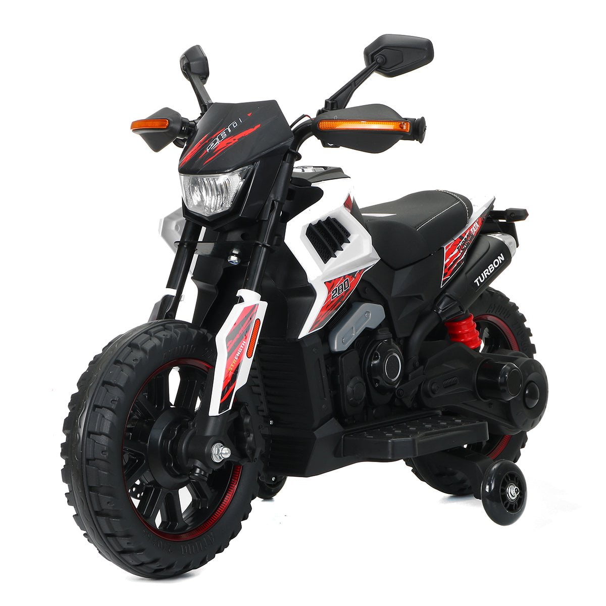 YQSDG 12V Electric Powered Ride on Motorcycle for Kids, with Training Wheel, LED Lights, Music, Forward and Backward Pedal