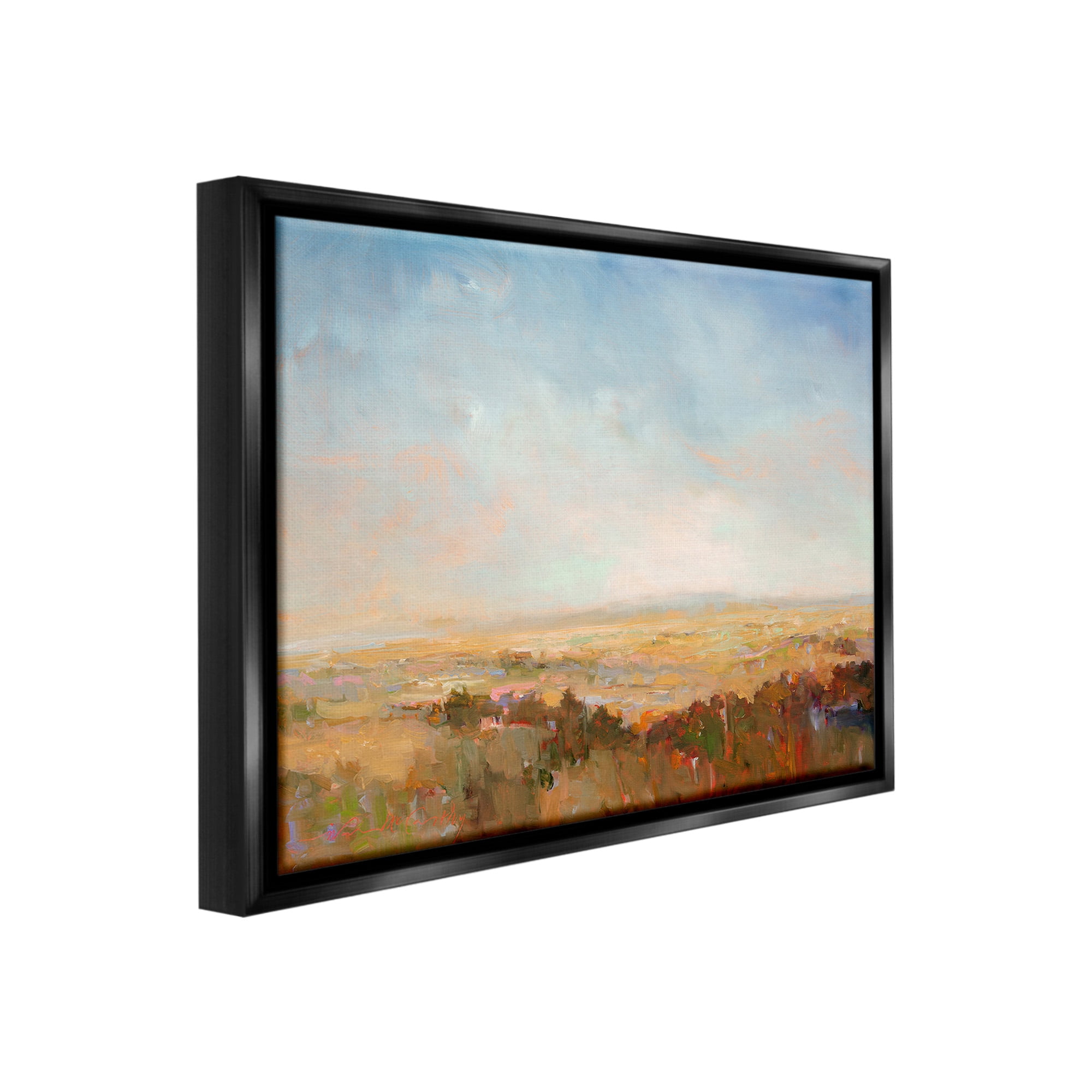 Stupell Industries Abstract Farmland Nature Landscape Painting Black Floater Framed Canvas Art Print Wall Art, 21 x 17
