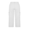 thumbnail image 6 of Scyoekwg Capris Pants for Women High Waisted Cargo Capris Pant Casual Button Work Crop Pants with Pocket White,S, 6 of 8