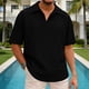 thumbnail image 2 of Camisas de Lino de los Hombres Casual V-Cuello de Manga Corta para las Vacaciones de la Playa, Poliéster Cómodo Regular Ajuste de los Hombres Camisas Casuales, 2 of 7