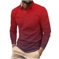 thumbnail image 2 of S-5X Mens Big & Tall Golf Shirts Long Sleeve Tshirts Shirt Plus Size Casual Gradient Printed Pullover Zipper Collar Breathable Athletic Workout Tops, 2 of 5