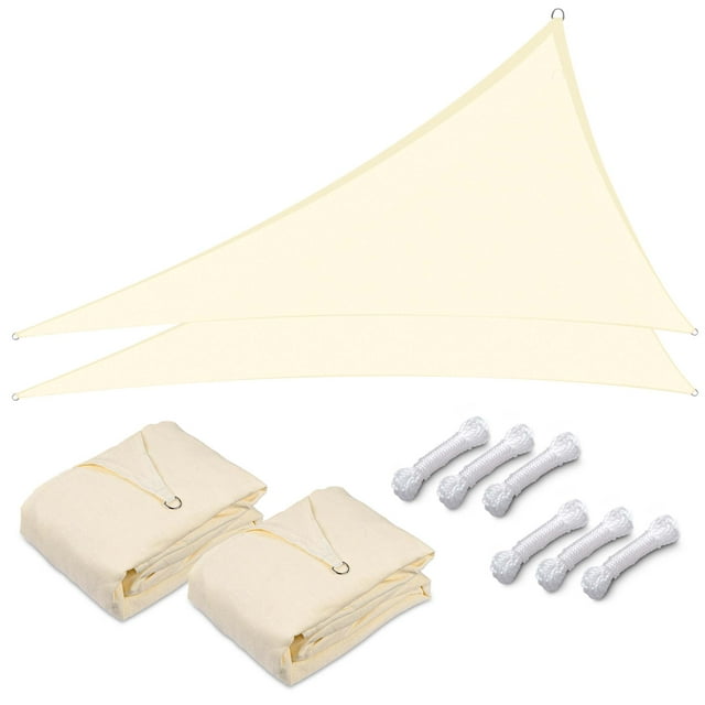 Yescom 2 Pack 20 Ft 97% UV Block Triangle Sun Shade Sail Canopy Cover Net Outdoor Patio