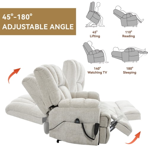Power Lift Recliner Chair with Heat Massage - Dual Motor 350LB Heavy Duty Electric Recliner, Infinite Position for Elderly, Gifts for Mothers/Fathers, Beige