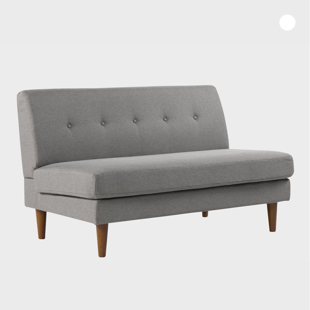 Mellow METTE Modern Armless Loveseat / Sofa / Couch, Tufted Linen