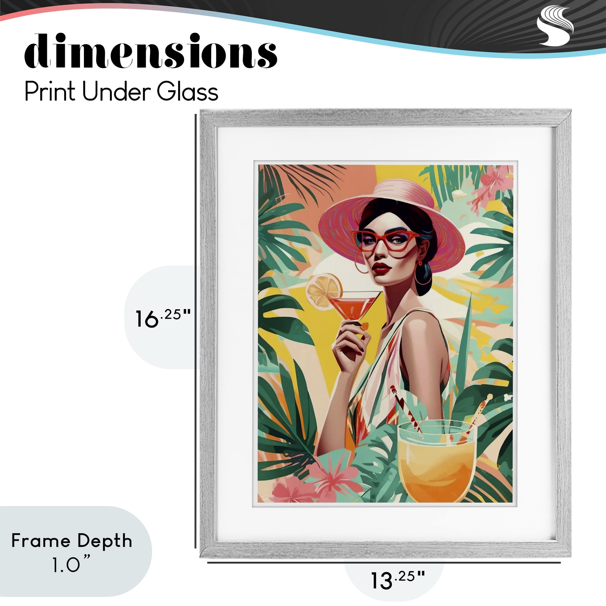 Stupell Industries Exotic Summer Cocktail Gray Framed Print Under Glass, design by Tabz Jones