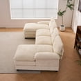 thumbnail image 3 of 111.8" Sectional Couch, U-Shaped Profile Sofa Including Two Single Seats And Two Chaise, Modern Chenille Comfy Modular Sofa with Comfy Wide Armrests and 2 Layer Seat Cushions, for Living Room, White, 3 of 9