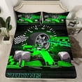 thumbnail image 2 of Erosebridal Racing Car Bed Sheets Set Queen Size,Geometric Plaid Bedding Sets Queen Size,Black Green Bed Sheets Queen,Super Cozy Sport Bedroom Decorative,4-Piece, 2 of 7
