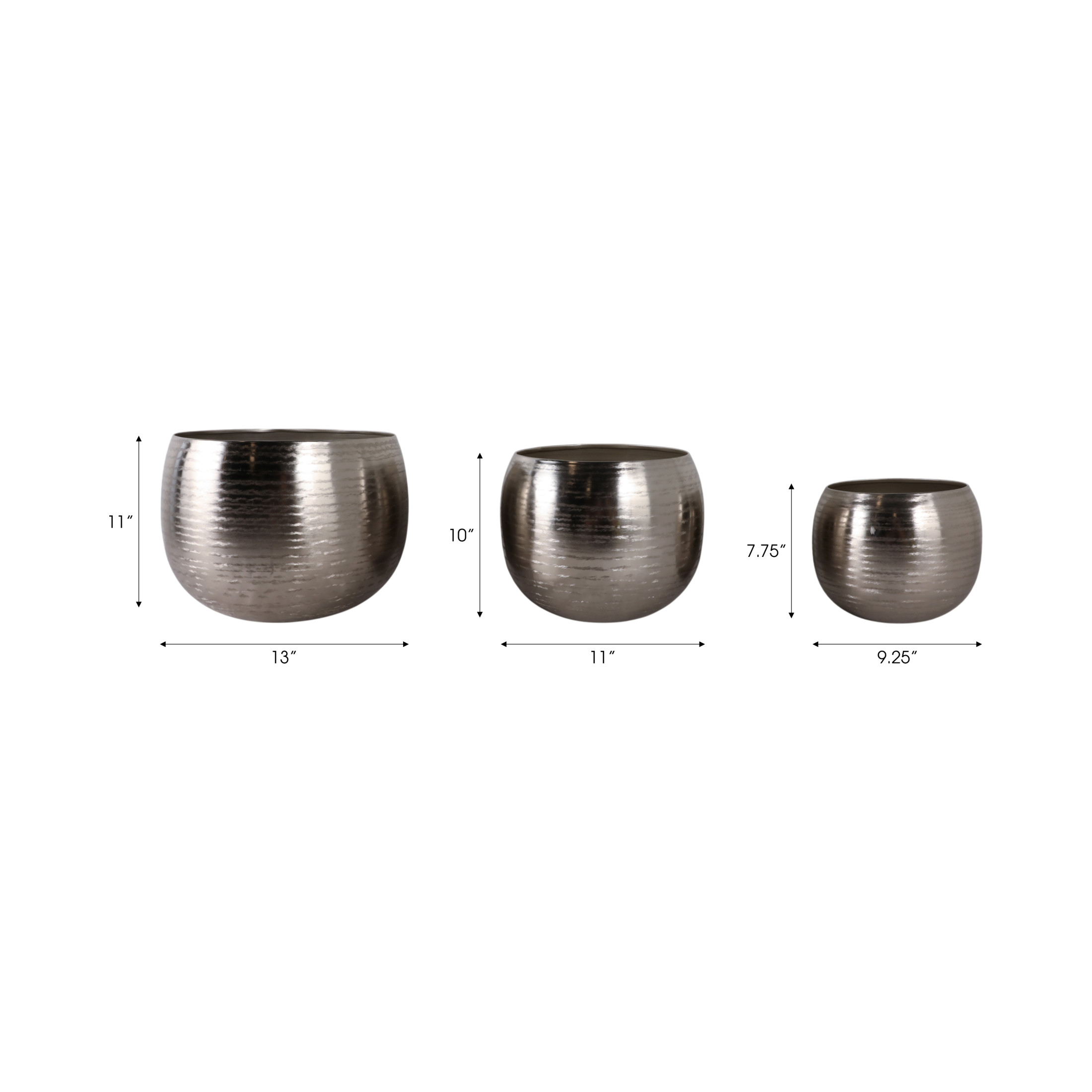 Modern Planters and Flower Pots for Home Decor - Metal Plant Pots Perfect for Indoor and Outdoor Houseplants - Stunning Accent for Garden, Patio, and Living Room Decor Set of 3 - 11", 10", 8" Silver