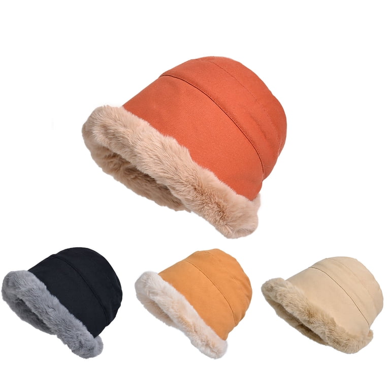 Faux Fur Bucket Hat Winter Warm Plush Fisherman Sherpa Adjustable Women Winter Faux Furry Bucket Hat Fluffy Fuzzy Plush  main image 2