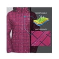 thumbnail image 7 of Women's Waterproof Rain Jacket Lightweight Windbreaker Breathable Raincoat with Hood for Outdoor Hiking (Purple Plaid L), 7 of 7