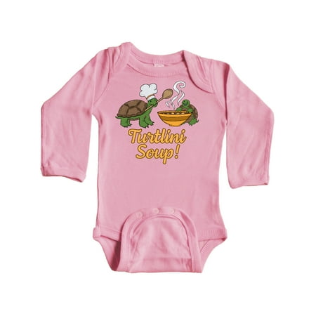 

Inktastic Turtlini Soup with Cute Turtle Chefs Gift Baby Boy or Baby Girl Long Sleeve Bodysuit