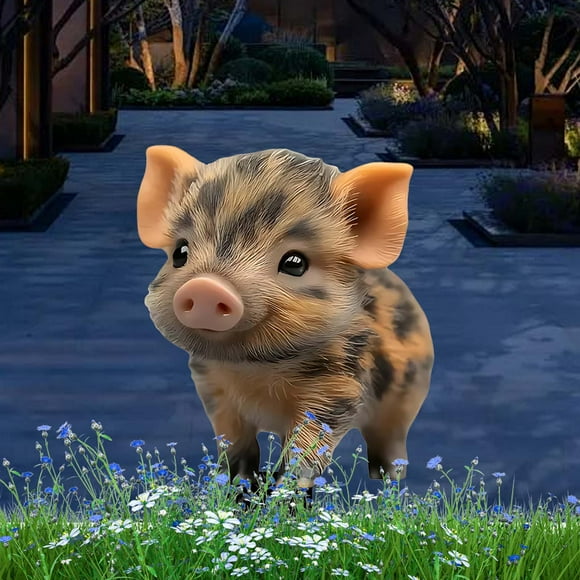 PEONAVET Valentine's Day Pig 2D Flat Acrylic Courtyard Decoration Outdoor Pottery Decoration Floor Insertion 2PC