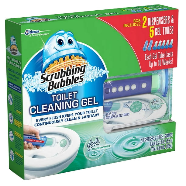 Scrubbing Bubbles Toilet Gel, Rainshower (2 dispensers + 30 gel discs