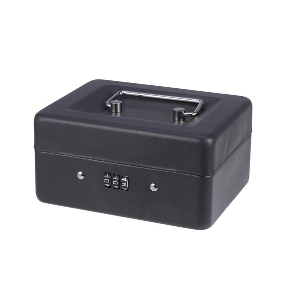 Cash box with combination lock Cash Box with Combination Lock Thicken Durable Cash Box Safety Box Cash Store Cashier Box (Size S, Black)