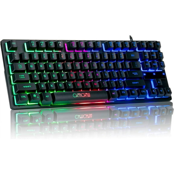 87-Key RGB Backlit Compact Gaming Keyboard - USB Wired Tenkeyless Keyboard for Laptop, PS4, Xbox, PC Gaming and Work