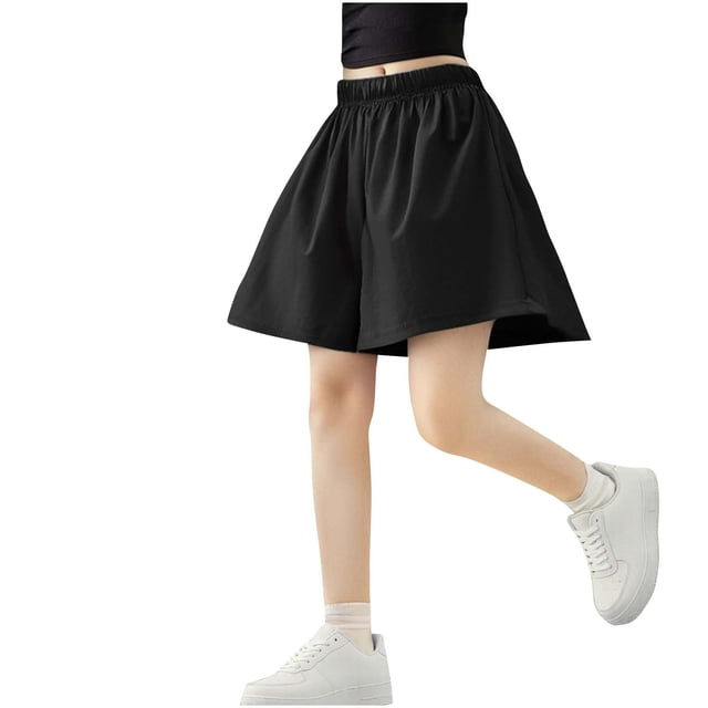 Zpanxa Girls Running Shorts Nylon Spandex Solid Color Lightweight Breathable Cool Pants 11 Years