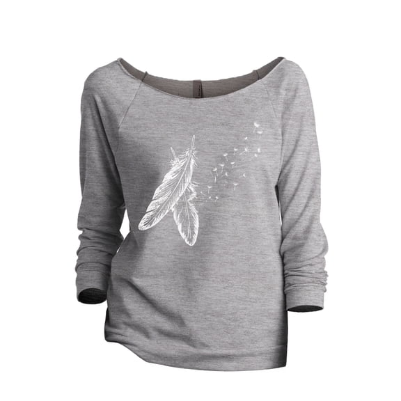 Spirit Feathers Women's Fashion Slouchy 3/4 Sleeves Raglan Lightweight Sweatshirt Sport Grey 2X-Large