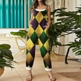 thumbnail image 4 of Fgvctg Mardi Gras Women's Jumpsuits Wide Leg Pant Vintage Overall Mask Print Sleeveless Carnival Party Spaghetti Straps Jumpsuits Rompers Bib Overalls Loose With Pockets Earthy Yellow XXL, 4 of 4