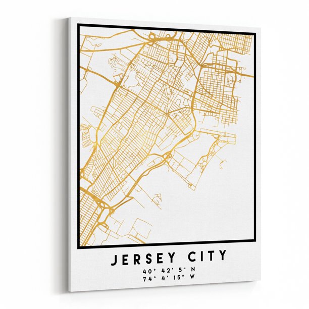 Street Map Of Jersey Jersey City New Jersey Jersey City Street Map Maps Minimal 24" X 36" Canvas  Wall Art - Walmart.com