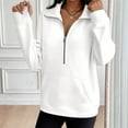 thumbnail image 2 of Fiaer,Half Zip Plus Size Sweatshirts for Women,Womens Loose Fit Casual Trendy Long Sleeve Lapel Collared V Neck Pullovers with Pocket White XL, 2 of 4