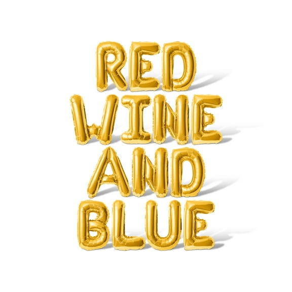 Letter Balloons - RED WINE AND BLUE 16" Inch Alphabet Letters Foil Mylar Balloon 4th of July Party Banner (Gold)
