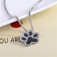 thumbnail image 3 of Women's Silver plated Black and White crystal rhinestone Dog Cat Paw Pendant Necklace, 3 of 5