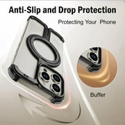 VEAT00L Frameless Magnetic Case for iPhone 16 Pro Max,Metal Kickstand 360° Rotatable Stand for MagSafe,Aluminum Minimalist Slim Bumper Shockproof Protective Cover for 16 Pro Max with Ring Holder