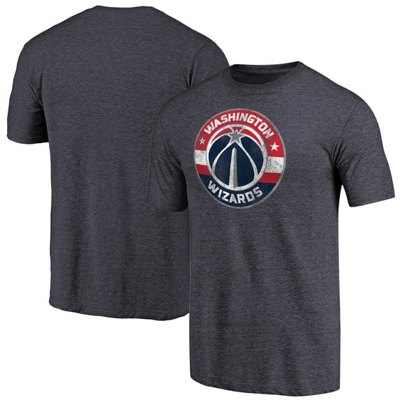 Men's Heather Navy Washington Wizards Distressed Team Logo Tri-Blend T-Shirt