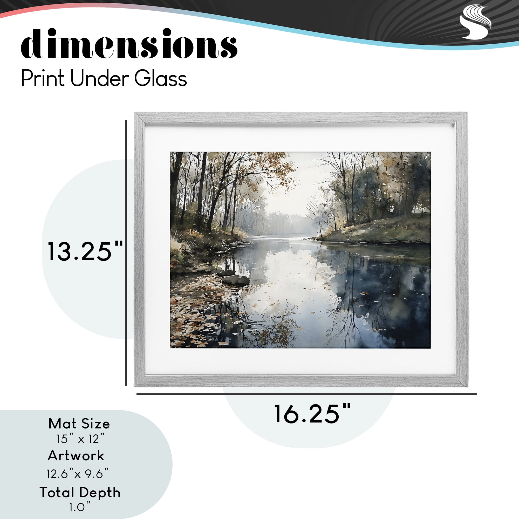 Stupell Industries Fall Lake Reflection Gray Framed Print Under Glass, design by Franklyn Gregory
