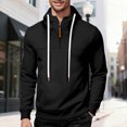 thumbnail image 5 of Mens Quarter Zip Pullover Hoodies Fleece Big And Tall Hooded Sweatshirt Fall Lightweight Comfy Streetwear With Pocket, 5 of 9