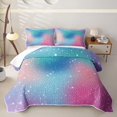 thumbnail image 2 of Homewish Glitter Stars Quilt Full for Girls, Rainbow Galaxy Full Bedspread Sets, Blue Pink, 3 Pieces 1 Coverlet and 2 Pillowcases, 2 of 7
