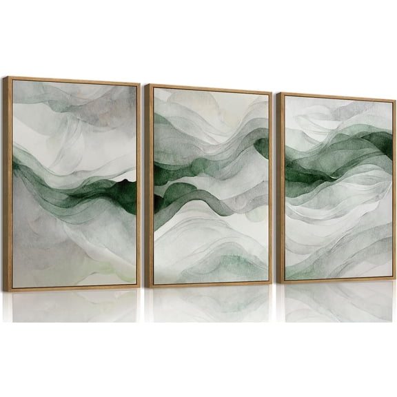 FCCUYE 3 Piece Large Abstract Framed Wall Art For Living Room, Smoke Texture Ink Navy Blue Canvas Wall Art Modern Minimalist Art Prints Wall Décor For Bedroom Office 12x16in