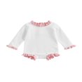 thumbnail image 1 of OUSITAID Newborn Baby Girl Romper Long Sleeve Ruffle Collar Jumpsuit Waffle Bodysuit Fall Clothes, 1 of 7
