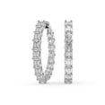 thumbnail image 4 of Boucle d'Oreille Créole en Diamant de Laboratoire / Boucles d'Oreilles Créoles Willa de 4 Carats Certifiées IGI en Émeraude et Forme Ronde / Or Blanc 14K / Monture à Griffes Qualité FG-VS1-VS2 / Friendly Diamonds, 4 of 6