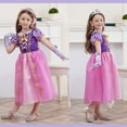 thumbnail image 5 of Jurebecia Girls Princess Costume, Floral Puffy Dress for Halloween Cosplay, Kids Birthday Party Dress with Accessories 6(4-5Years), 5 of 12
