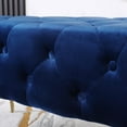 thumbnail image 5 of Sira Velvet Button Tufted Bench with Gold Metal Legs in Gray, 5 of 11