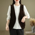 thumbnail image 2 of APEXFWDT Women's Waistcoat Corduroy V-Neck Vests Vintage Sleeveless One Button Dressy Casual Jacket Waistcoat for Women L,Coffee, 2 of 9